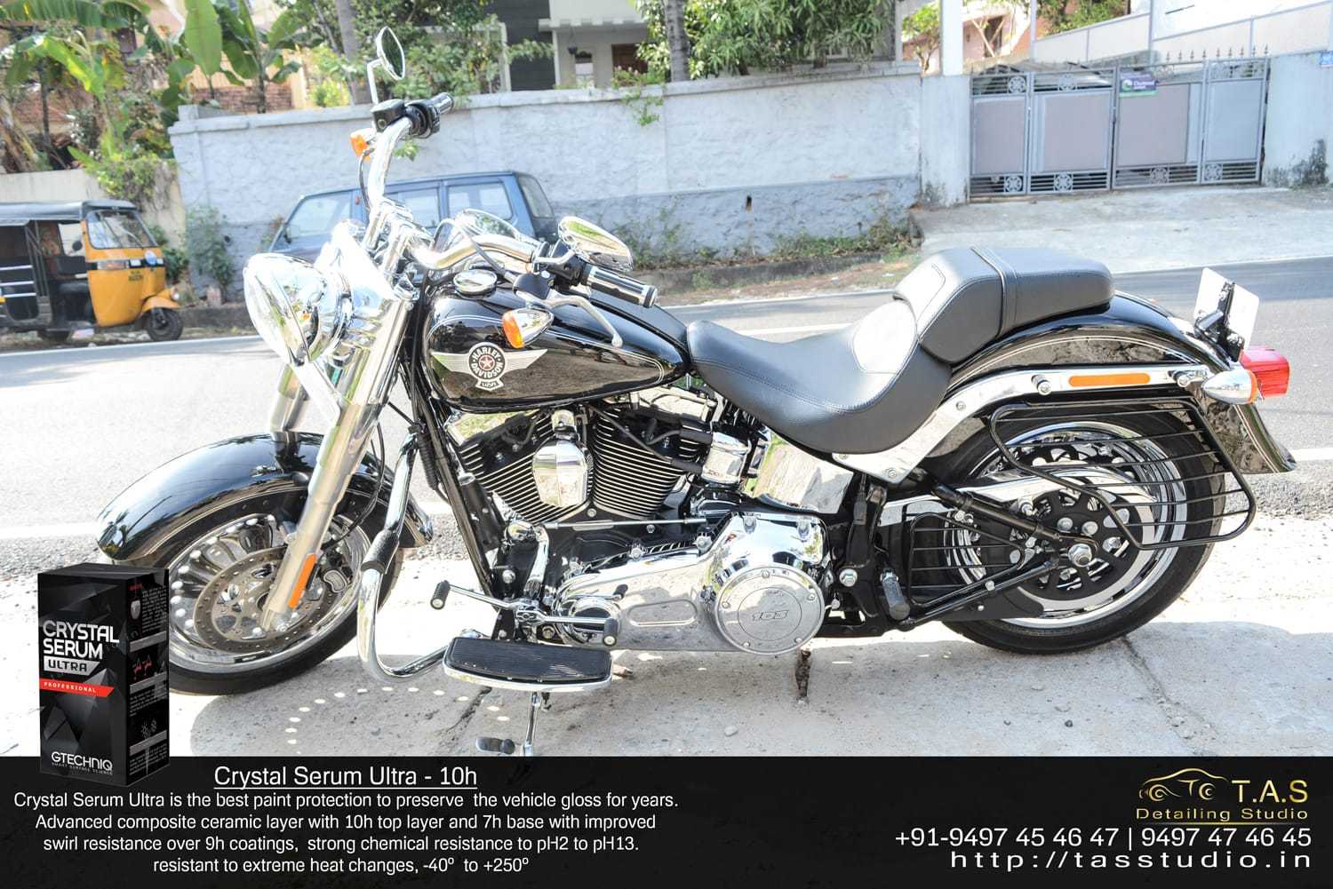 Harley Fatboy Ceramic coating at Travancore auto spa, TAS