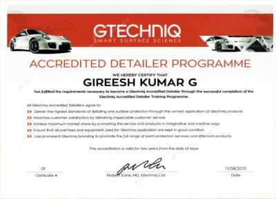 TAS Gtechniq Certified since Nov 2015